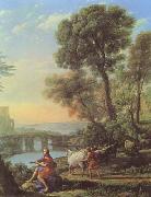 Claude Lorrain Landscape with Apollo and Mercury (mk08) oil on canvas